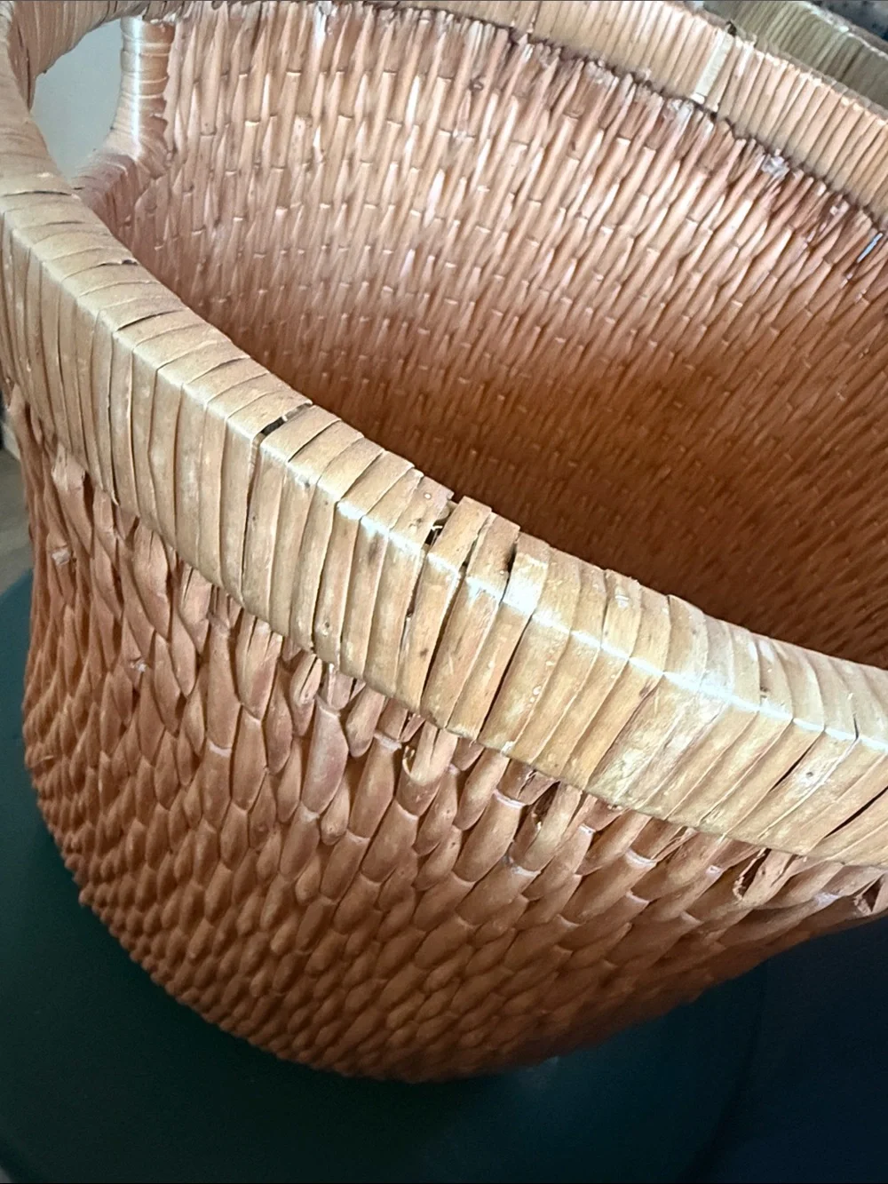 Vintage Natural Woven Basket 16” planter rattan wicker storage or for plant